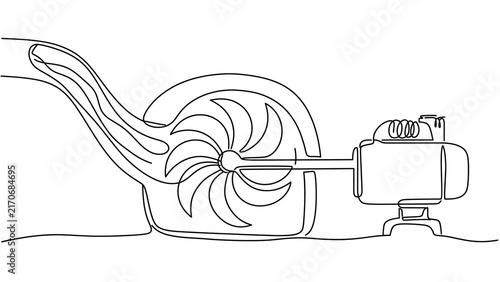 Archimedes screw pump illustration white background.