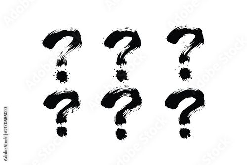 Hand drawn grunge question mark symbols set