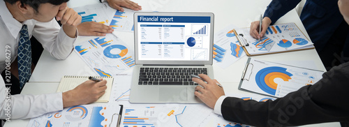 Fotografie Business data dashboard provide business intelligence analytic for marketing str