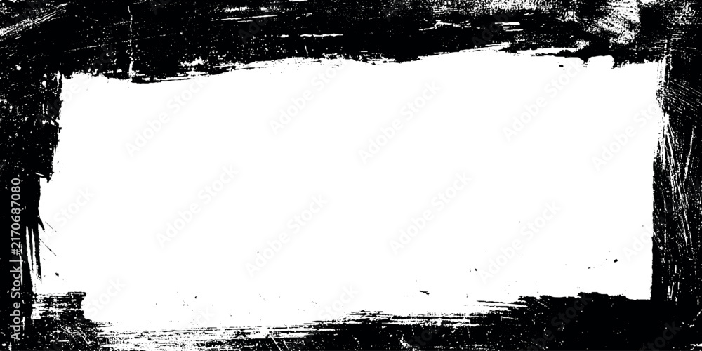 Fototapeta premium Rectangular black grunge paint brush stroke frame on white background
