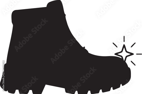 фотографія Black silhouette vector illustration of a sturdy hiking boot featuring a sparkli