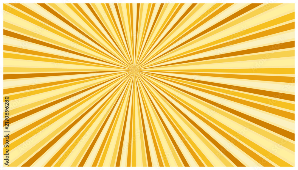 Fototapeta premium Golden yellow sunburst radial background with rays for retro comic style illustration.