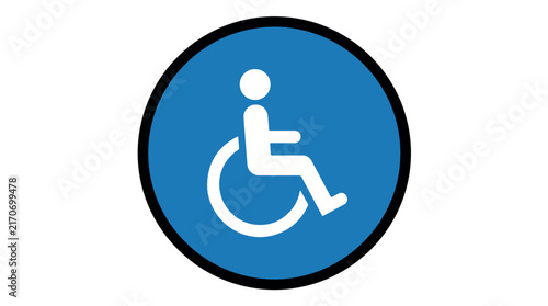 Blue circle icon representing international symbol of access for disabled people.