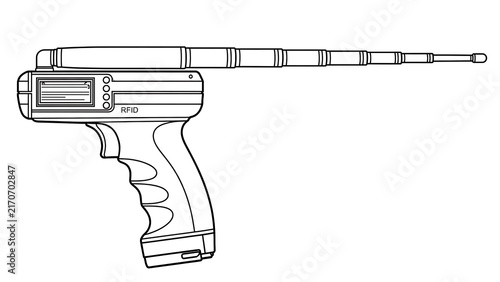 Handheld medical device illustration white background.