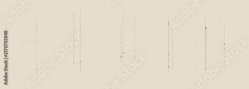 Minimalist abstract composition featuring delicate vertical lines and dots
