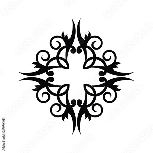 Decorative Floral Ornament Vector Design, Elegant Symmetrical Swirl Pattern Graphic