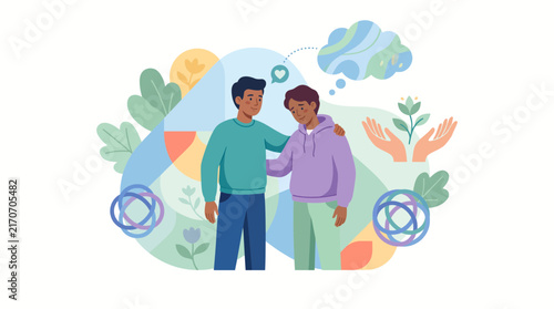Emotional Support and Empathy Vector Illustration