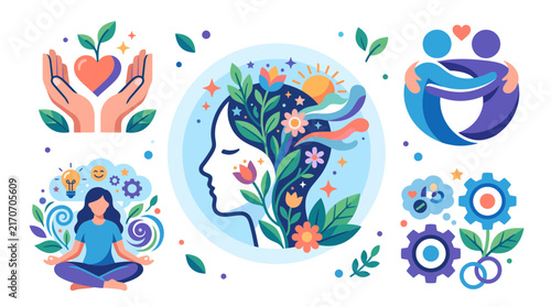 Mental Health and Wellness Icon Set