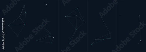 Abstract geometric constellations connected by lines on a dark blue background