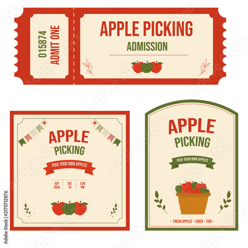 Apple Picking Ticket and Invitation Templates