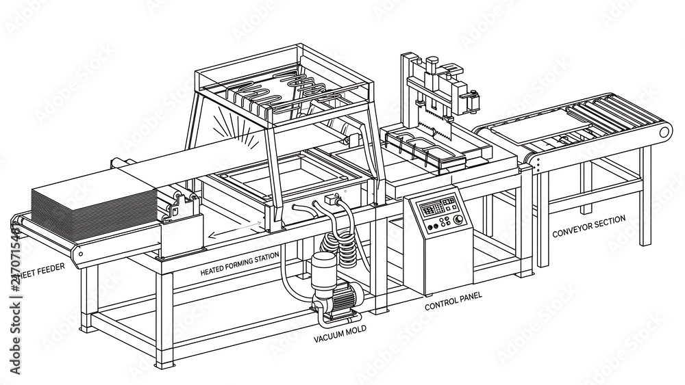 Fototapeta premium Industrial conveyor system assembly line white background.