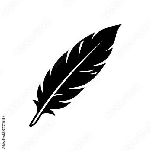 Minimalist Black Feather Silhouette Vector Illustration
