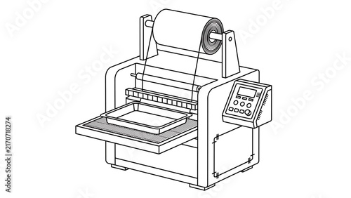 Industrial laminating machine white background.