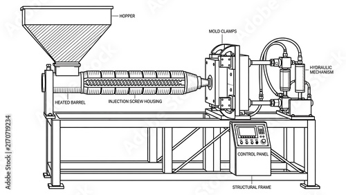 Industrial food processing machine white background.