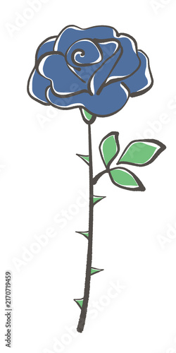 一輪の青い薔薇のイラスト
