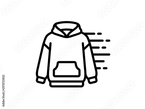 Hoodie with motion lines indicating speed and fast delivery for modern clothing style