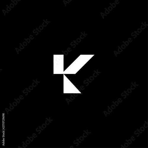 Minimal Letter K or VK Logo Template isolated with Black Background. V Logo. K logo, VK Logo, KV logo. 
