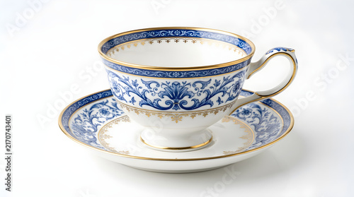 White Porcelain Coffee Cup and Tea Cup with Saucer Isolated on White Background, Elegant Ceramic Breakfast Drinkware for Morning Cafe Beverage