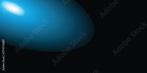 Abstract blue light orb glowing on black background for digital technology design
