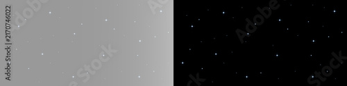 blue star particles and faint cyan sparkles floating across gray, subtle cosmic dust with a soft minimal celestial glow