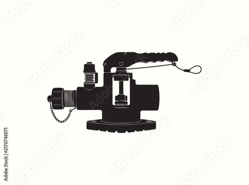 Side View Silhouette of a Lift Bag Pneumatic Valve Assembly Isolated on White