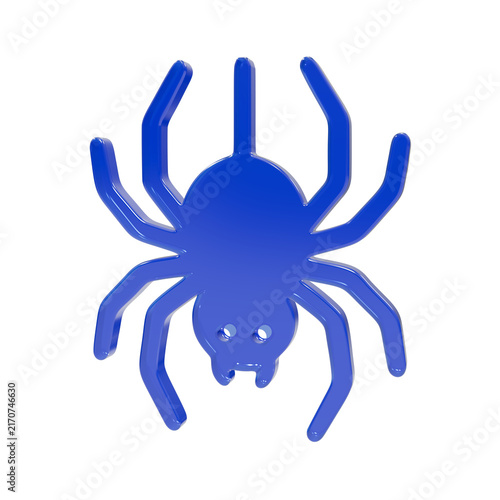 Obraz na plátně Blue glossy spider icon featuring smooth rounded edges and high quality three di