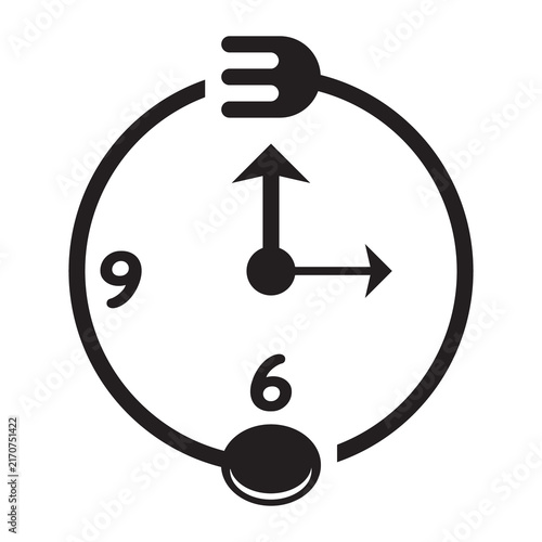 Clock and Cutlery Icon Design