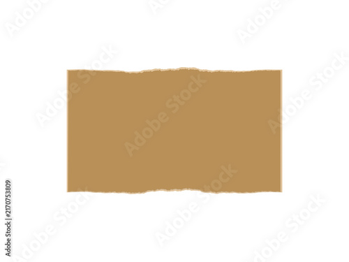 A rectangular piece of brown paper with textured torn edges on white