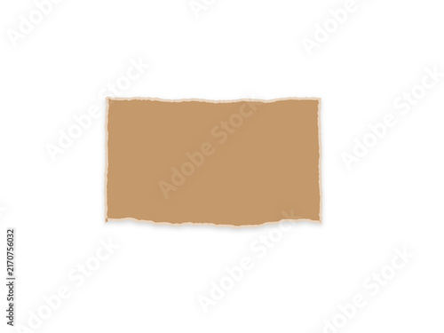 A single rectangular piece of tan paper with rough torn edges on white