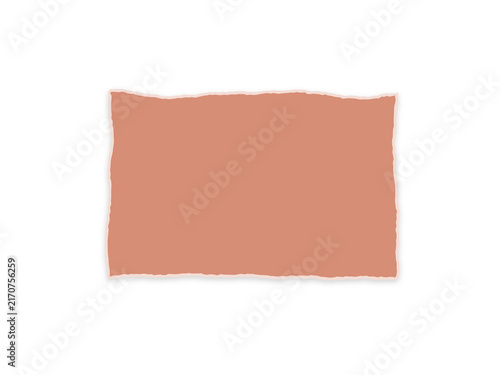 A rectangular piece of dusty rose paper with rough torn edges on white