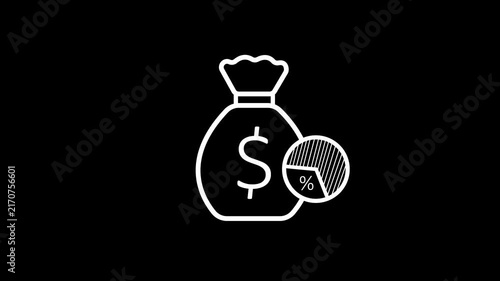 Linear Business Analysis Icon Animation for Corporate Analytics, Market Research and Finance, 4K Stock Video