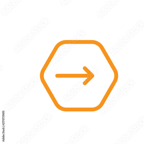 Geometric hexagonal outline with a right-facing arrow, created for navigation, directional controls, technology interfaces, websites, apps, dashboards, and modern graphic design.