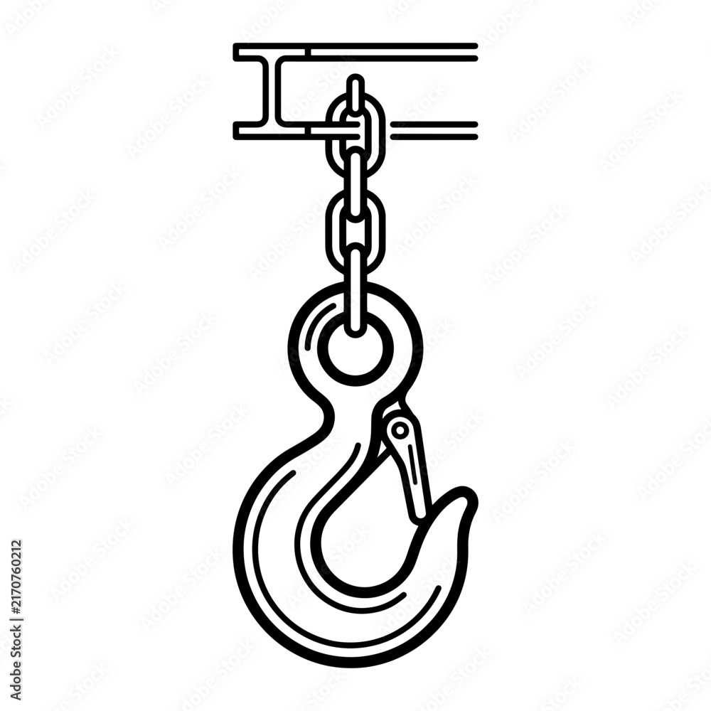 Fototapeta premium Steel Crane Hook and Chain Construction Icon