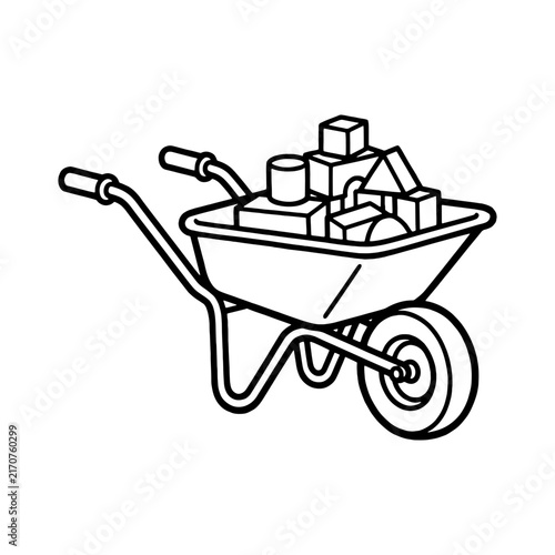 Wheelbarrow with Building Blocks Construction Icon