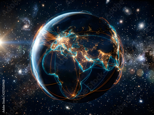 Digital Earth with Network Connections Illustration for Global Technology