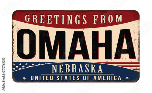 Greetings from Omaha Nebraska vintage metal sign