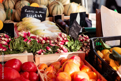 Fresh Radishes, Tomatoes and Melons at Arles Market