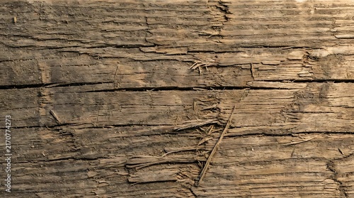 Close up macro texture of weathered brown wood plank.