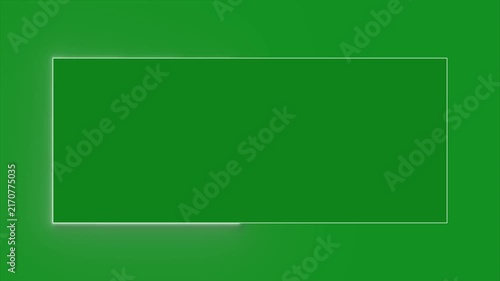 Glowing Rectangle Frame Animation, Green Screen Neon Border, Rectangular Light Outline, Digital Frame Overlay, Luminous Box Effect, Chroma Key Graphic, Futuristic Screen Frame