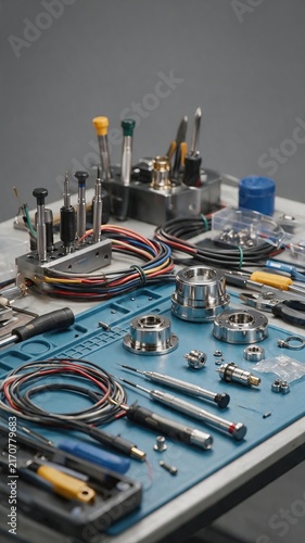 Electronic Repair Workbench With Cables and Tools