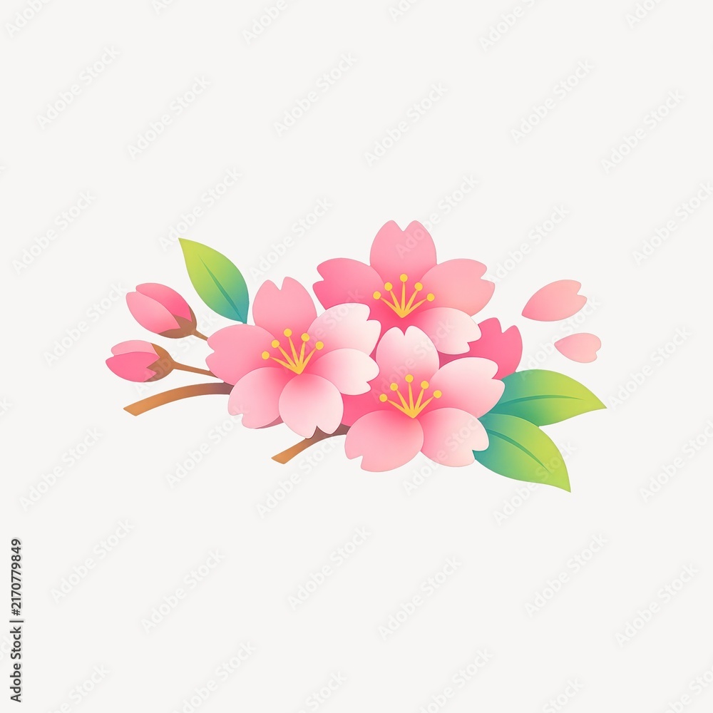 Naklejka premium Delicate cherry blossom illustration.