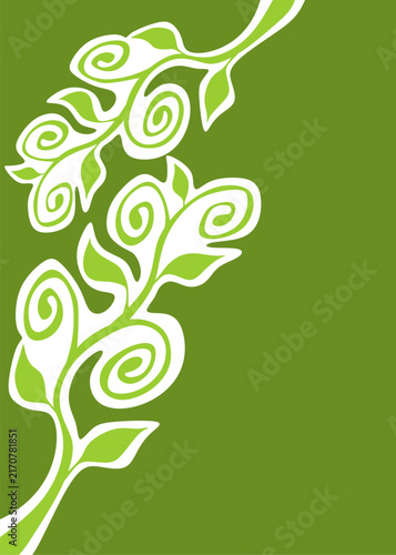 Minimalist background with curly floral pattern and with some copy space area
