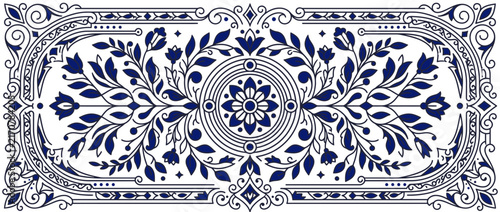 Ornate Floral Border Design Isolated