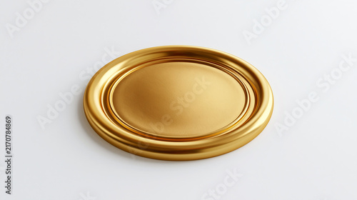 Luxury gold round wax seal with a glossy, raised rim. Elegant centerpiece for wedding invitations, parties, birthdays, and Christmas
