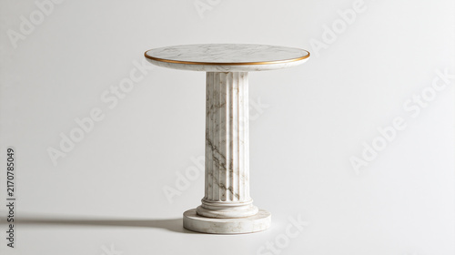 Marble retro pedestal column with gold trim, elegant, versatile centerpiece for interiors, product presentation
