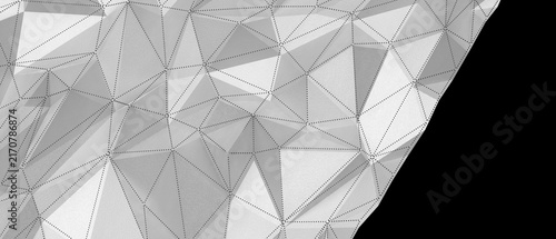 Konstfotografi Intricate geometric surface with triangulated mesh and dotted lines in white