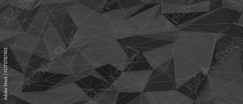 Naklejka Monochromatic polygonal abstract background with dotted lines connecting vertices