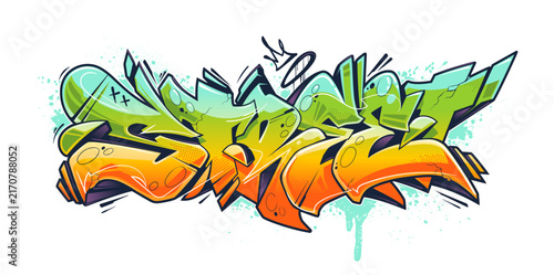 Street Graffiti Wildstyle Lettering, 90s Ыенду Old School Urban Tag Element Isolated