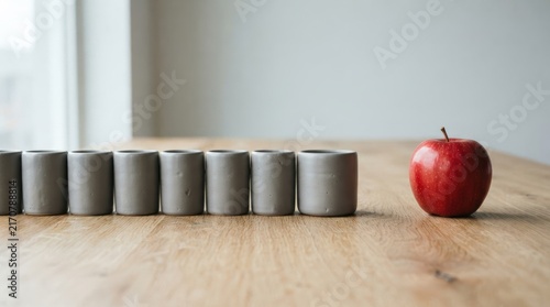 Red apple among neutral objects