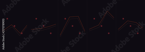 Minimalist orange line graphs with data points against a dark background